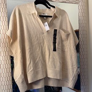 NWT Banana Republic Beige Knit Short Sleeve Top